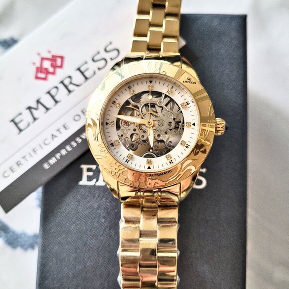 Empress Godiva Women's Jeweled Automatic Gold Watch - Picture 1 of 9